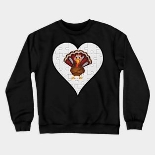 Jigsaw  Turkey Heart Design - Farm Animals Turkey Crewneck Sweatshirt